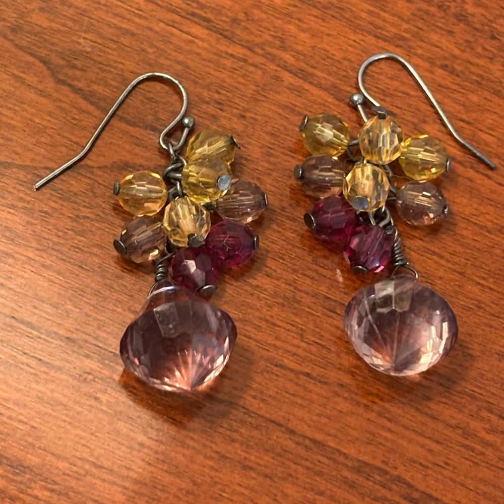 Crystal and Silver Tone Teardrop Chandelier Earrings